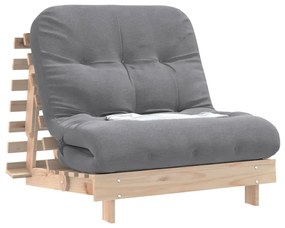 Καναπές Κρεβάτι Futon με Στρώμα 90x206x11 εκ. Μασίφ Ξύλο Πεύκου - Καφέ