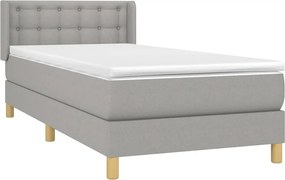 vidaXL Κρεβάτι Boxspring με Στρώμα Ανοιχτό Γκρι 80x200 εκ. Υφασμάτινο