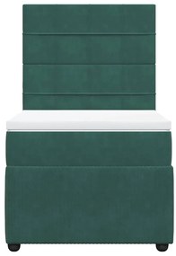 vidaXL Κρεβάτι Boxspring με Στρώμα Σκούρο Πράσινο 100x200εκ. Βελούδινο