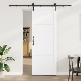 vidaXL Συρόμενη Πόρτα με Σετ Υλικών Λευκή 83x232 εκ. Συμπαγές Ξύλο Πεύκου