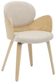 DINING ARMCHAIR DARNELL  PLYWOOD IN OAK COLOR-ECRU FABRIC 56x56x83Hcm.