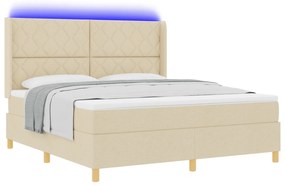 vidaXL Κρεβάτι Με Στρώμα & LED Κρέμα 180x200 εκ Fabric