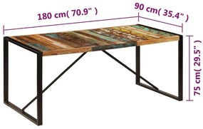 vidaXL Τραπεζαρία 180 x 90 x 75 εκ. από Μασίφ Ανακυκλωμένο Ξύλο
