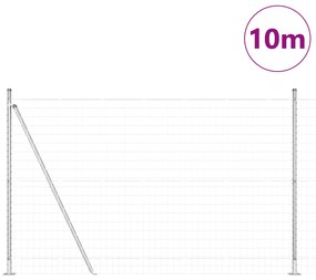 vidaXL Euro Fence με 7 Φλαντζωτούς Πόλους 1.5x10 m Γαλβανισμένος Χάλυβας
