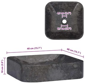vidaXL Νιπτήρας Μαύρος 40 x 40 x 10 εκ. Μαρμάρινος