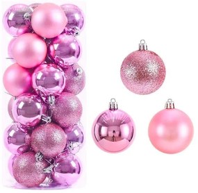 Σετ Χριστουγεννιάτικες μπάλες - 8cm - 24pcs - 326109 - Pink-326109_PINK