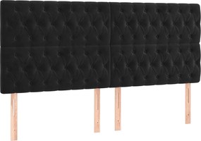 vidaXL Κρεβάτι Boxspring με Στρώμα &amp; LED Μαύρο 200x200 εκ. Βελούδινο