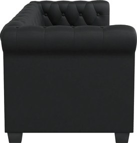 vidaXL Καναπέδες Chesterfield Διθέσιος + Τριθέσιος Μαύρο Συνθ. Δέρμα