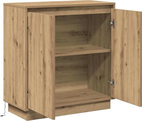 vidaXL Πλευρικό Τραπέζι LED Artisan Δρυς 71 x 34,5 x 75 εκ.