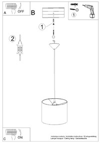 Sollux Κρεμαστό Φωτιστικό NOVA 30 μαύρο,ύφασμα/PVC,Ε27 1xmax 15W LED