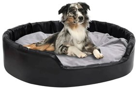Κρεβάτι Σκύλου Μαύρο/Γκρι 99 x 89 x 21 εκ. Βελουτέ/Συνθ. Δέρμα - Μαύρο