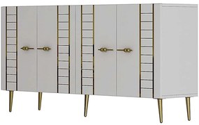 Μπουφές Imre 475OLV3141 150x35x75cm White-Gold Μοριοσανίδα, Μελαμίνη
