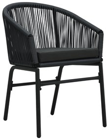 vidaXL Σετ Δείπνου 7 Τεμαχίων με Μαξιλάρια Μαύρο Poly Rattan