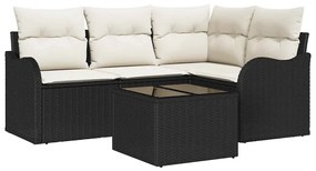 vidaXL Σετ Καναπέ Κήπου με μαξιλάρι 5 pcs Μαύρο Πολυ ράταν
