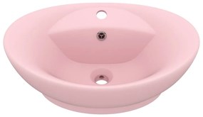 vidaXL Νιπτήρας με Υπερχείλιση Οβάλ Ροζ Ματ 58,5x39 εκ. Κεραμικός