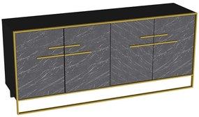 Μπουφές Polka 875ZNA3513 179,9x47,3x75cm Marble Effect Black Μοριοσανίδα, Μελαμίνη