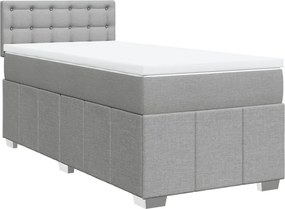 vidaXL Κρεβάτι Boxspring με Στρώμα Ανοιχτό Γκρι 100x200 εκ. Υφασμάτινο