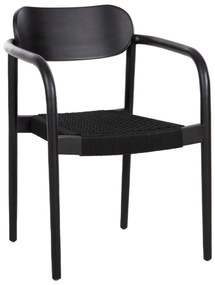 Πολυθρόνα OSLO Μαύρο Ξύλο Teak και Μαύρο Σχοινί 55x54x80Yεκ. 55x54x80 εκ.