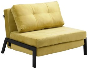 Armchair-bed Fancy velvet fabric in yellow shade and black metal leg 95x98x70cm 95x98x70 εκ.