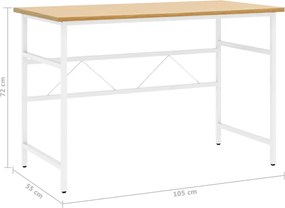 vidaXL Γραφείο Υπολογιστή Λευκό/Ανοιχτ. Δρυς 105x55x72εκ MDF &amp; Μέταλλο