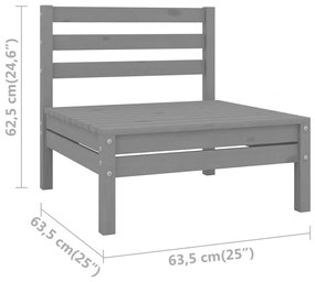 vidaXL Καναπέδες Κήπου Μεσαίοι 4 τεμ. Γκρι από Μασίφ Ξύλο Πεύκου