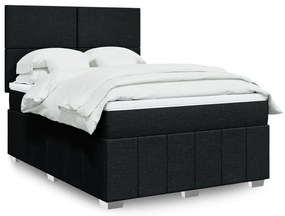 vidaXL Κρεβάτι Boxspring με Στρώμα Μαύρο 140x190 εκ. Υφασμάτινο