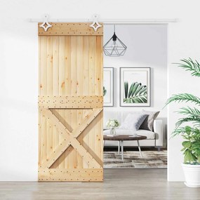 vidaXL Συρόμενη Πόρτα Φυσικό και Λευκό 85 x 210 cm