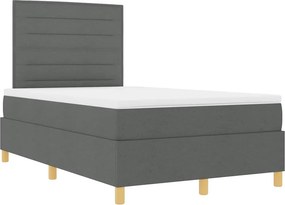 vidaXL LED Κρεβάτι με βάθρο Σκούρο Γκρι 120 x 200 cm ύφασμα