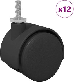 vidaXL Ρόδες 12 τεμ. Μαύρο 40,1 x 37,8 χιλ PP και Σίδερο