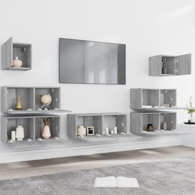 vidaXL Σετ Επίπλων Τηλεόρασης 7 Τεμ. Γκρι Sonoma Επεξεργασμένο Ξύλο