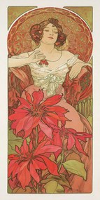 Εκτύπωση έργου τέχνης Ruby from The Precious Stones Series (Beautiful Distressed Art Nouveau Lady) - Alphonse / Alfons Mucha, (20 x 40 cm)