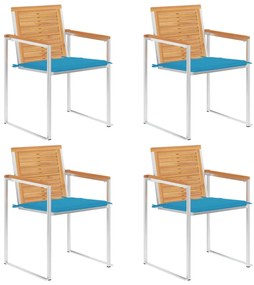 Καρέκλες Κήπου 4 τεμ. από Μασίφ Ξύλο Teak με Μαξιλάρια