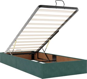 vidaXL Κρεβάτι Ottoman με στρώμα 2 pcs Σκούρο Πράσινο Βελούδο