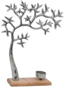 Κηροπήγιο Tree 934-123-005 28x8x37cm Nickel-Natural Wood,Aluminum
