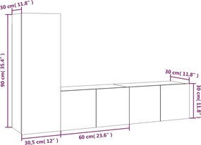 vidaXL Σετ Επίπλων Τηλεόρασης 3 Τεμαχίων Καπνιστή δρυς Επεξ. Ξύλο