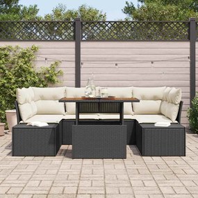 vidaXL Σέτ φαγητού για κήπο 7 pcs Μαύρο, Κρέμα 100 x 55 x 73 εκ
