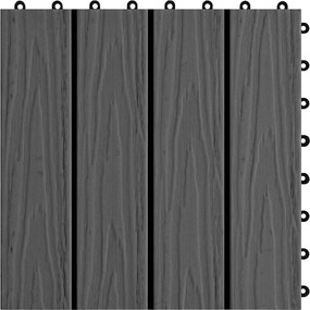 vidaXL Πλάκα Κατασκευής 3D Σχεδίαση 11 pcs Μαύρο 30 x 30 cm WPC