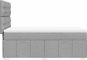 vidaXL Κρεβάτι Boxspring με Στρώμα Ανοιχτό Γκρι 90x190 εκ. Υφασμάτινο