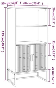 vidaXL Ντουλάπι Μαύρο 60 x 35 x 125 εκ. από Επεξεργασμένο Ξύλο