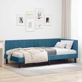 vidaXL Κρεβάτι Γωνίας με κεφαλάρι Μπλε 100 x 200 cm Βελούδο