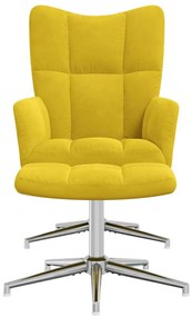 vidaXL Πολυθρόνα Relax Κίτρινη Μουσταρδί Βελούδινη με Σκαμπό