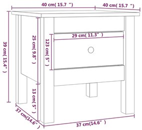 Βοηθητικά Τραπέζια Καφέ Μελί 40x40x39 εκ.από Μασίφ Ξύλο Πεύκου - Καφέ