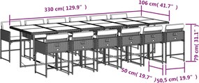 vidaXL Σετ Τραπεζαρίας Κήπου 13 τεμ. Μπεζ Συνθ. Ρατάν με Μαξιλάρια