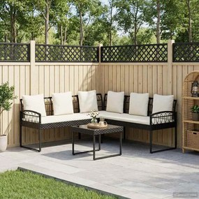 vidaXL Σέτ καναπέ κήπου με μαξιλάρι 2 pcs Μαύρο Πολυ-ρακί και Χάλυβας