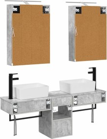 vidaXL Σετ Ντουλαπιών Μπάνιου 5 pcs Γκρι Σκυροδέματος