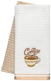 Beauty Home Ποτηρόπανα σετ 2τμχ Coffe Art 8810 40x60 Μπεζ