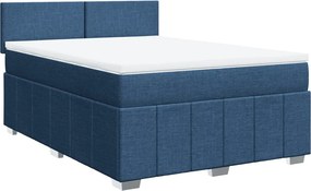vidaXL Κρεβάτι Boxspring με Στρώμα Μπλε 140x200 εκ. Υφασμάτινο