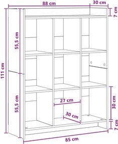 vidaXL Βιβλιοθήκη Μαύρη Δρυς 87,5 x 30 x 111 εκ Επεξεργασμένο Ξύλο