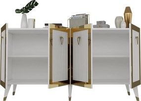 Μπουφές Bare - Χρώμα Λευκό Χρυσό - 150x80x40