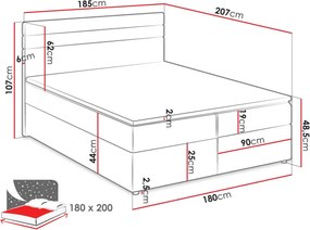 Επενδυμένο κρεβάτι Modena-Leuko - Gkri anoixto-180 x 200